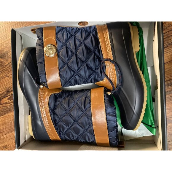 Tommy Hilfiger Arcadia Quilted Winter Duck Boots Black Navy Size 10M New In Box - Picture 5 of 7